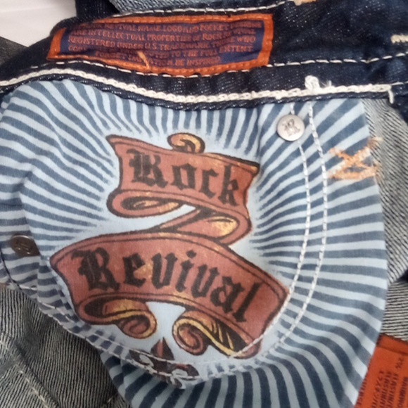 Rock Revival Women's 26 Bootcut Faux Leather Flap Pockets Distressed Anett NWOT - Picture 6 of 12